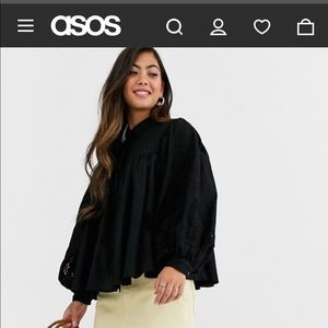 ASOS petite black smock shirt